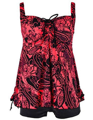 Women's Retro 2pcs Floral Halter Tankini Set SwimSuit Plus Size Beach Wear Bandage Swimwear L-XXXXXL