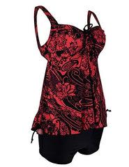 Women's Retro 2pcs Floral Halter Tankini Set SwimSuit Plus Size Beach Wear Bandage Swimwear L-XXXXXL