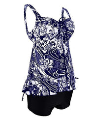 Women's Retro 2pcs Floral Halter Tankini Set SwimSuit Plus Size Beach Wear Bandage Swimwear L-XXXXXL