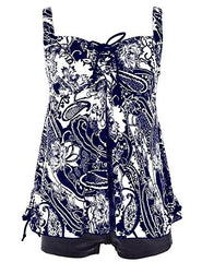 Women's Retro 2pcs Floral Halter Tankini Set SwimSuit Plus Size Beach Wear Bandage Swimwear L-XXXXXL