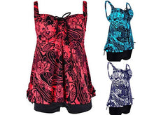 Women's Retro 2pcs Floral Halter Tankini Set SwimSuit Plus Size Beach Wear Bandage Swimwear L-XXXXXL