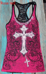 2017 Women's Fashion Printing Sleeveless Tops Ladies Sexy Lace Tank Top(S-5XL)