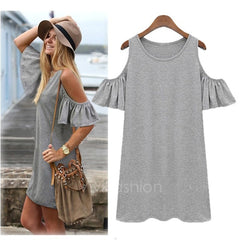 Women Butterfly Sleeve Cotton Cute Strap off Shoulder Vest dress plus size XXXL VVF