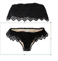 fashion women lace bikini swimsuit sexy low waist women swimwear lace bikini set white black