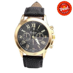 On Sales  Women's Fashion Geneva Roman Numerals Faux Leather Analog Quartz Wrist Watch