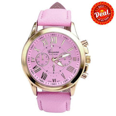 On Sales  Women's Fashion Geneva Roman Numerals Faux Leather Analog Quartz Wrist Watch