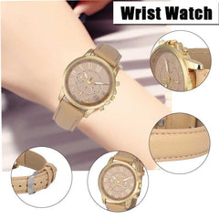 On Sales  Women's Fashion Geneva Roman Numerals Faux Leather Analog Quartz Wrist Watch