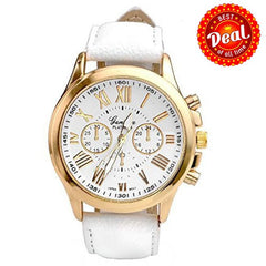 On Sales  Women's Fashion Geneva Roman Numerals Faux Leather Analog Quartz Wrist Watch