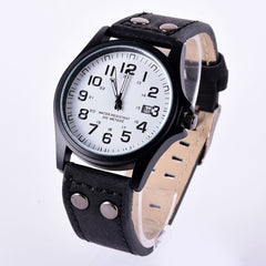 Men's Fashion Sport Watches Men Military Leather Band Quartz Wrist Watch