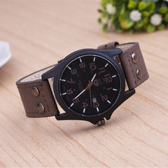 Men's Fashion Sport Watches Men Military Leather Band Quartz Wrist Watch