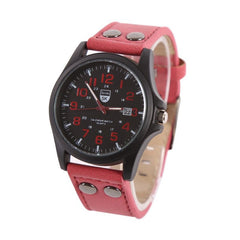 Men's Fashion Sport Watches Men Military Leather Band Quartz Wrist Watch