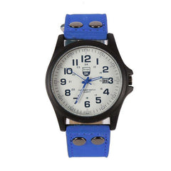 Men's Fashion Sport Watches Men Military Leather Band Quartz Wrist Watch