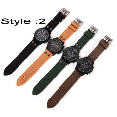 Men's Fashion Sport Watches Men Military Leather Band Quartz Wrist Watch
