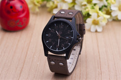 Men's Fashion Sport Watches Men Military Leather Band Quartz Wrist Watch