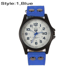 Men's Fashion Sport Watches Men Military Leather Band Quartz Wrist Watch