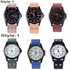 Men's Fashion Sport Watches Men Military Leather Band Quartz Wrist Watch