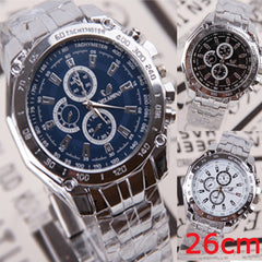 1PC Luxury Stainless Steel Strap Quartz Man Waterproof Business Watch