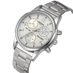 1PC Luxury Stainless Steel Strap Quartz Man Waterproof Business Watch