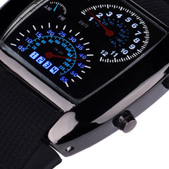 Aviation Turbo Dial Flash LED Watch Gift unisex fashion accessories Sports Car Meter