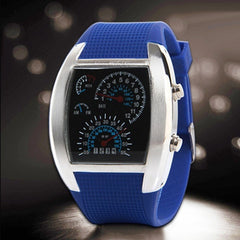 Aviation Turbo Dial Flash LED Watch Gift unisex fashion accessories Sports Car Meter