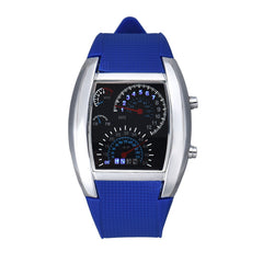 Aviation Turbo Dial Flash LED Watch Gift unisex fashion accessories Sports Car Meter