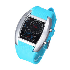 Aviation Turbo Dial Flash LED Watch Gift unisex fashion accessories Sports Car Meter