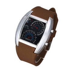 Aviation Turbo Dial Flash LED Watch Gift unisex fashion accessories Sports Car Meter