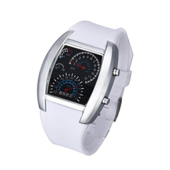 Aviation Turbo Dial Flash LED Watch Gift unisex fashion accessories Sports Car Meter