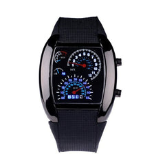 Aviation Turbo Dial Flash LED Watch Gift unisex fashion accessories Sports Car Meter