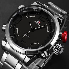 Funland New Waterproof Stainless Steel LED Date Analog Digital Men's Quartz Watch Bracelet Wristwatch Watches