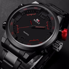 Funland New Waterproof Stainless Steel LED Date Analog Digital Men's Quartz Watch Bracelet Wristwatch Watches