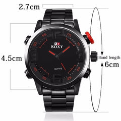 Funland New Waterproof Stainless Steel LED Date Analog Digital Men's Quartz Watch Bracelet Wristwatch Watches