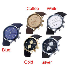 Funland New Fashion Luxury Men Japan Casual Leather Watches Waterproof Date Military Wristwatch Watches