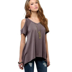 9 colors Women Fashion Off Shoulder Ladys Casual Loose T-shirts Tops Soft Cotton Blouse
