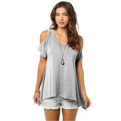 9 colors Women Fashion Off Shoulder Ladys Casual Loose T-shirts Tops Soft Cotton Blouse