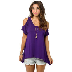 9 colors Women Fashion Off Shoulder Ladys Casual Loose T-shirts Tops Soft Cotton Blouse