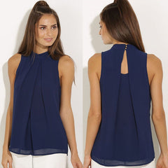 New Women Casual Chiffon Blouse Sleeveless Shirt T-shirt Summer Blouse Tops