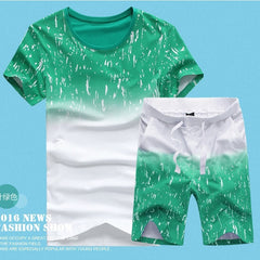 Jamickiki New Summer Fashion Men's Short Sleeve T Shirt Suit. 5 Colors (Coat+pants)