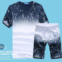 Jamickiki New Summer Fashion Men's Short Sleeve T Shirt Suit. 5 Colors (Coat+pants)