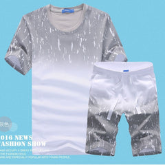 Jamickiki New Summer Fashion Men's Short Sleeve T Shirt Suit. 5 Colors (Coat+pants)