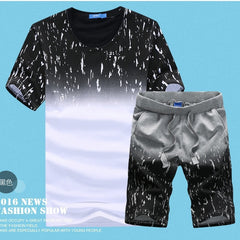 Jamickiki New Summer Fashion Men's Short Sleeve T Shirt Suit. 5 Colors (Coat+pants)