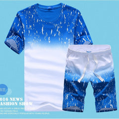 Jamickiki New Summer Fashion Men's Short Sleeve T Shirt Suit. 5 Colors (Coat+pants)