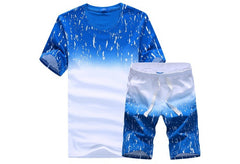 Jamickiki New Summer Fashion Men's Short Sleeve T Shirt Suit. 5 Colors (Coat+pants)