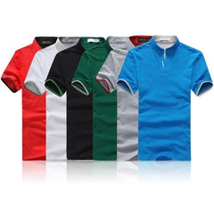 Mens Stand Collar POLO Shirt Short Sleeve Tee T-shirt Summer Tops