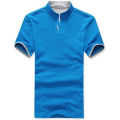Mens Stand Collar POLO Shirt Short Sleeve Tee T-shirt Summer Tops