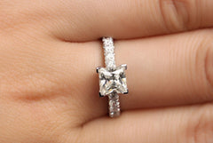 Princess 925 Sterling Silver Natural Gemstones White Sapphire Birthstone Bride Wedding Engagement Ring Size 6 7 8 9 10