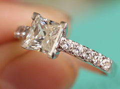 Princess 925 Sterling Silver Natural Gemstones White Sapphire Birthstone Bride Wedding Engagement Ring Size 6 7 8 9 10