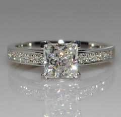Princess 925 Sterling Silver Natural Gemstones White Sapphire Birthstone Bride Wedding Engagement Ring Size 6 7 8 9 10