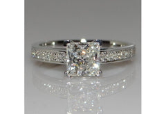 Princess 925 Sterling Silver Natural Gemstones White Sapphire Birthstone Bride Wedding Engagement Ring Size 6 7 8 9 10