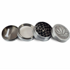 NEW Leaf Metal Herb Grinder 3/4 Piece with Pollen Catcher Free Scraper Hot